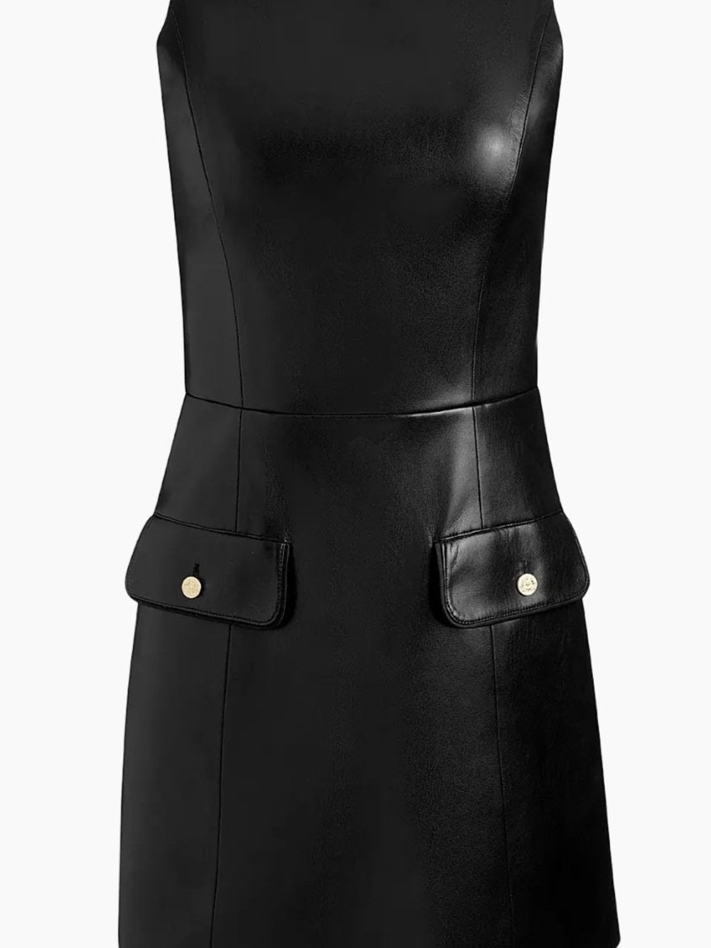 NWT Alice + Olivia Black Faux Leather A-Line Mini Dress Womens Size 4 - Picture 6 of 13